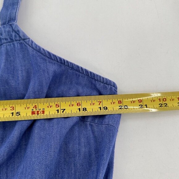 Old Navy Jumpsuit Blue Chambray Denim Pockets XL Elastic Waist Square Neck - Picture 5 of 16